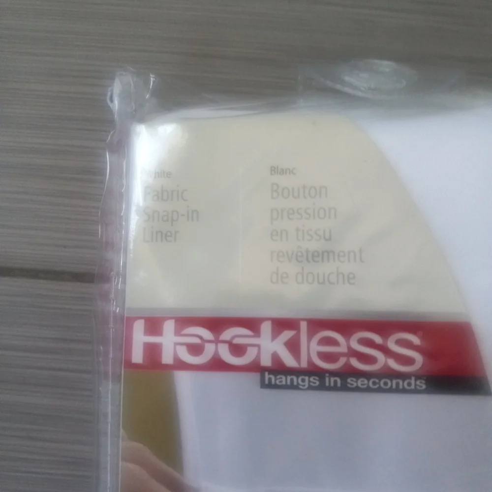 Hookless White Replacement Fabric Liner For Shower Curtain Snap On fits 70” X 54